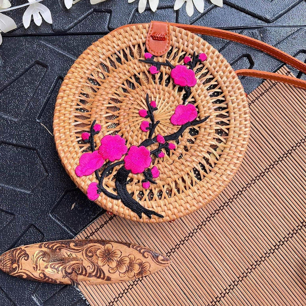 Classic Blossoms Edition Authentic Bali Handwoven Rattan Bag