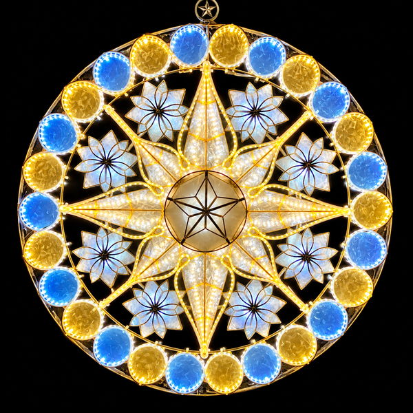 Tala Puti Capiz Parol- Colored LED Christmas Star Lantern | Authentic Handmade Capiz Shell Decor | ST-34