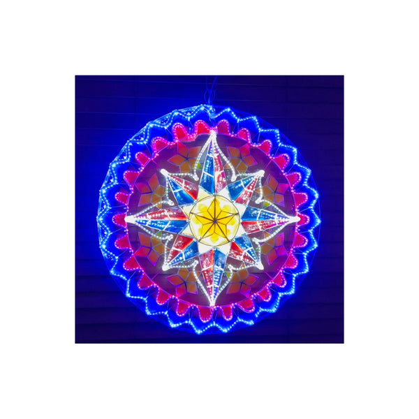 Philippine Flag-Inspired Tala Capiz Parol - Colored LED Christmas Filipino Lantern