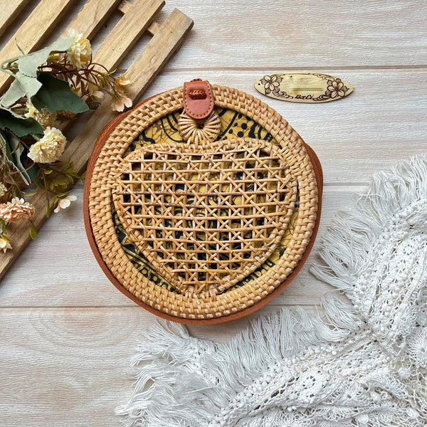 Heart Classic Authentic Bali Handwoven Rattan Bag