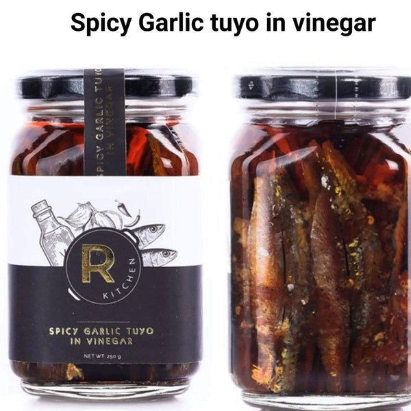 RKitchen Spicy Garlic Tuyo in Vinegar Gourmet Bottle - 250g