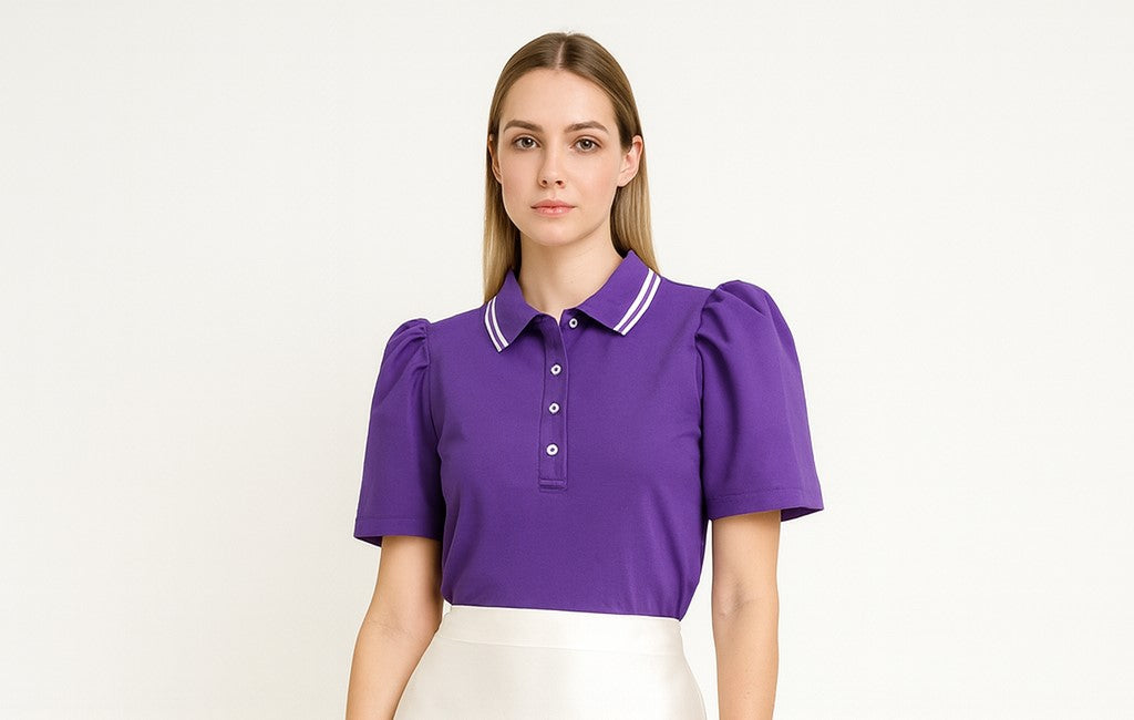 Binibini - Purple Polo Filipiniana Top