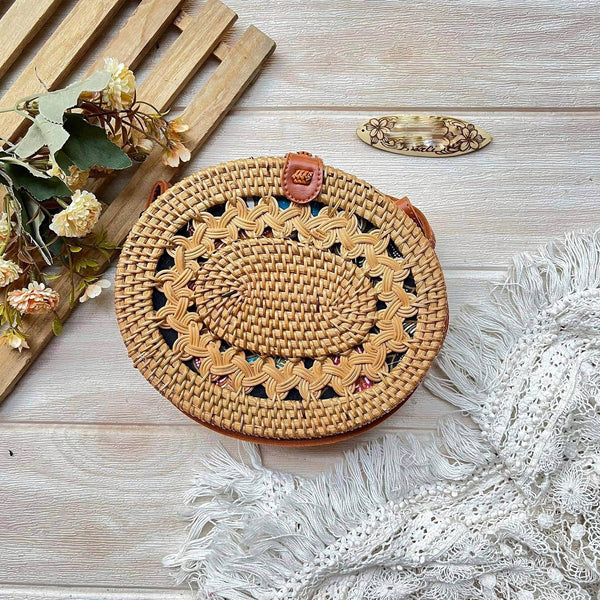 Oval Authentic Bali Handwoven Rattan Bag