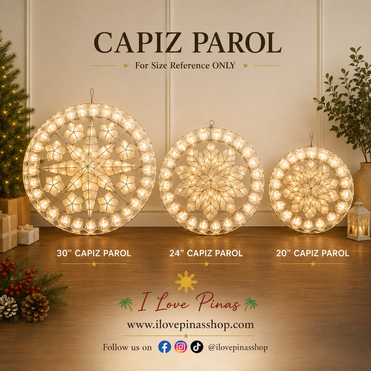 Classic Mistletoe Parol – Colored LED Christmas Star Lantern | Authentic Handmade Capiz Shell Decor
