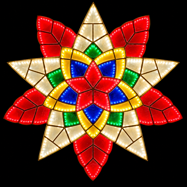 Merry Starlight Capiz Parol– Colored LED Christmas Star Lantern | Authentic Handmade Capiz Shell Decor