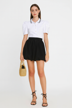 Perlas - White Polo Filipiniana Top
