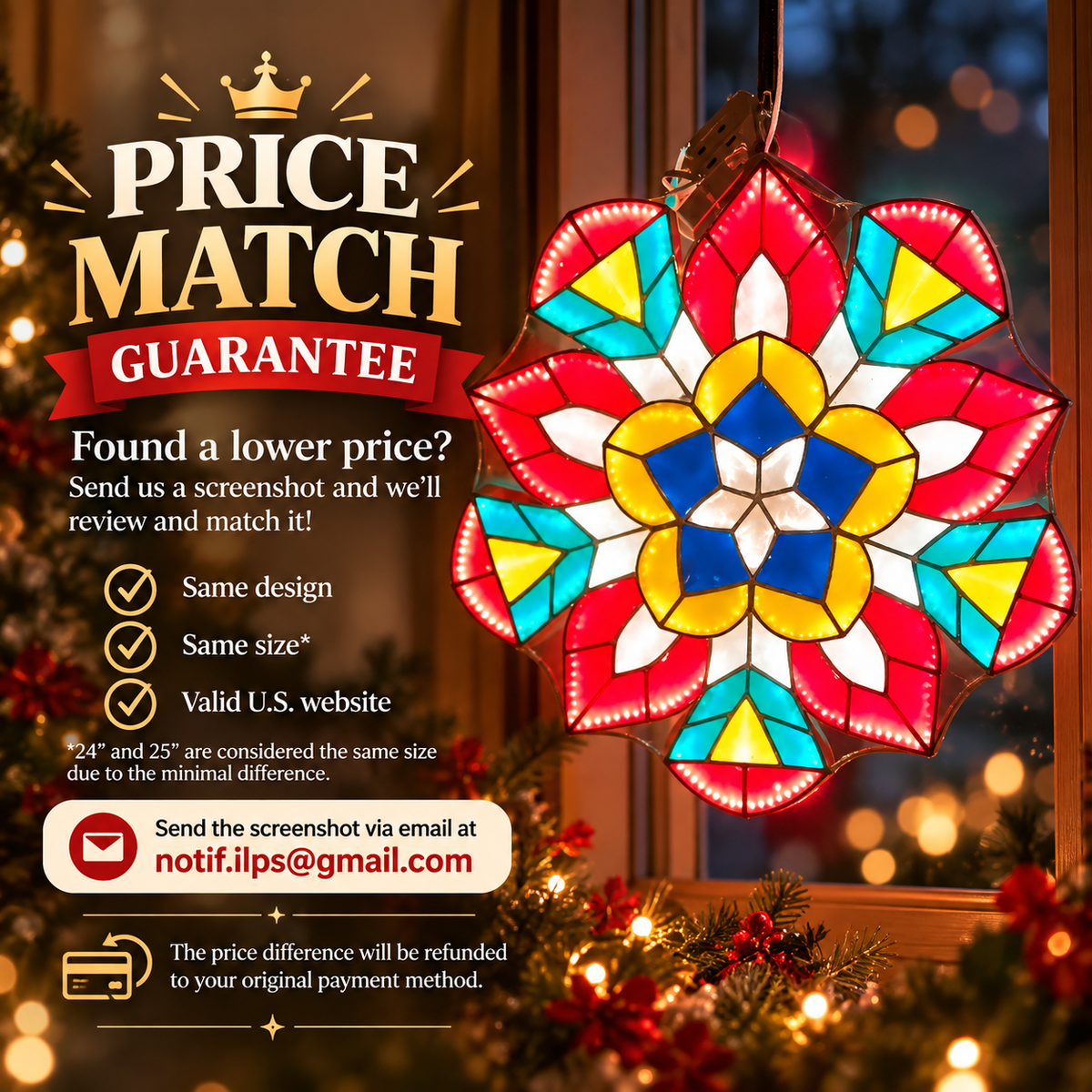 Rainbow Tala Capiz Parol – Colored LED Christmas Filipino Lantern