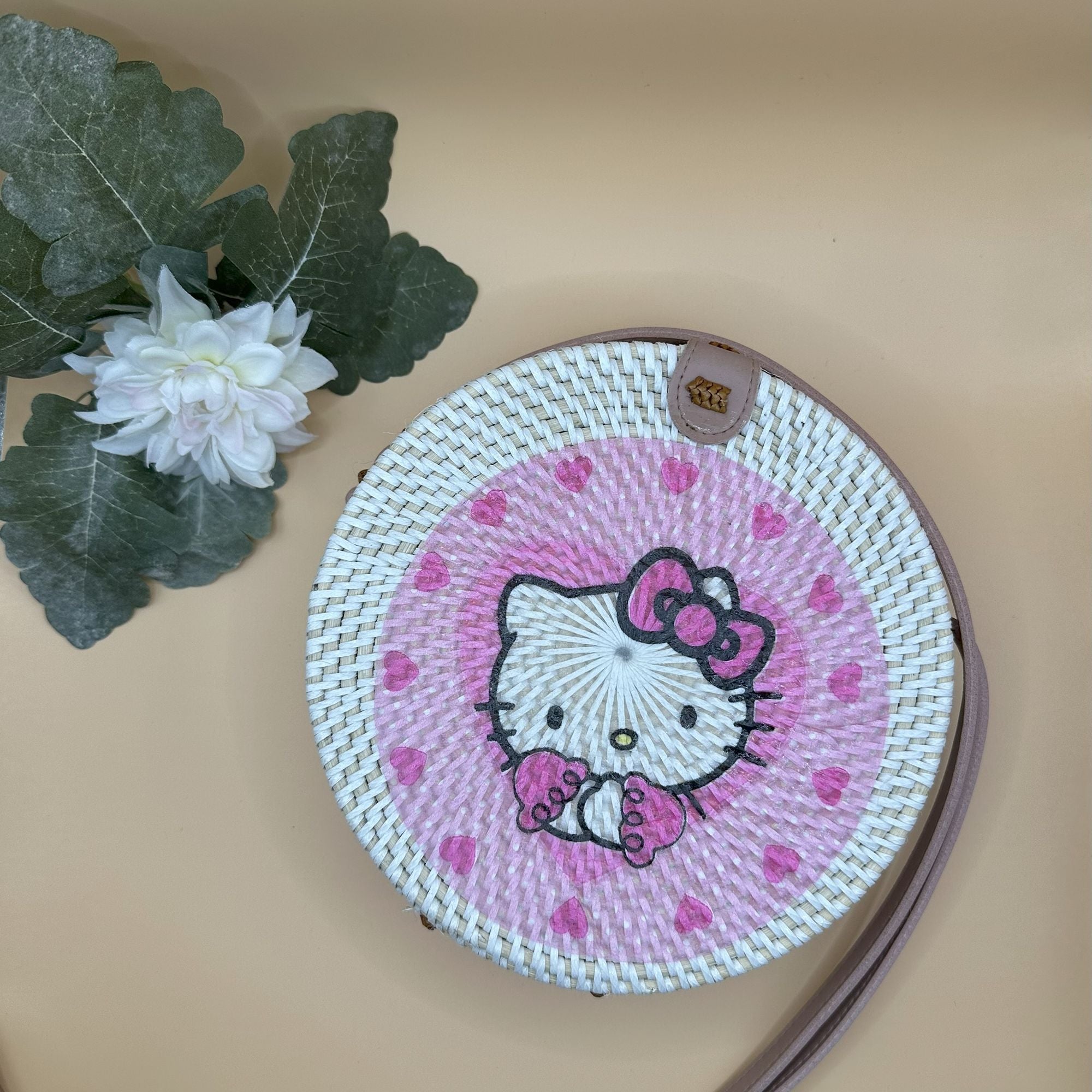 Classic Handwoven Rattan Bag — Hello Kitty