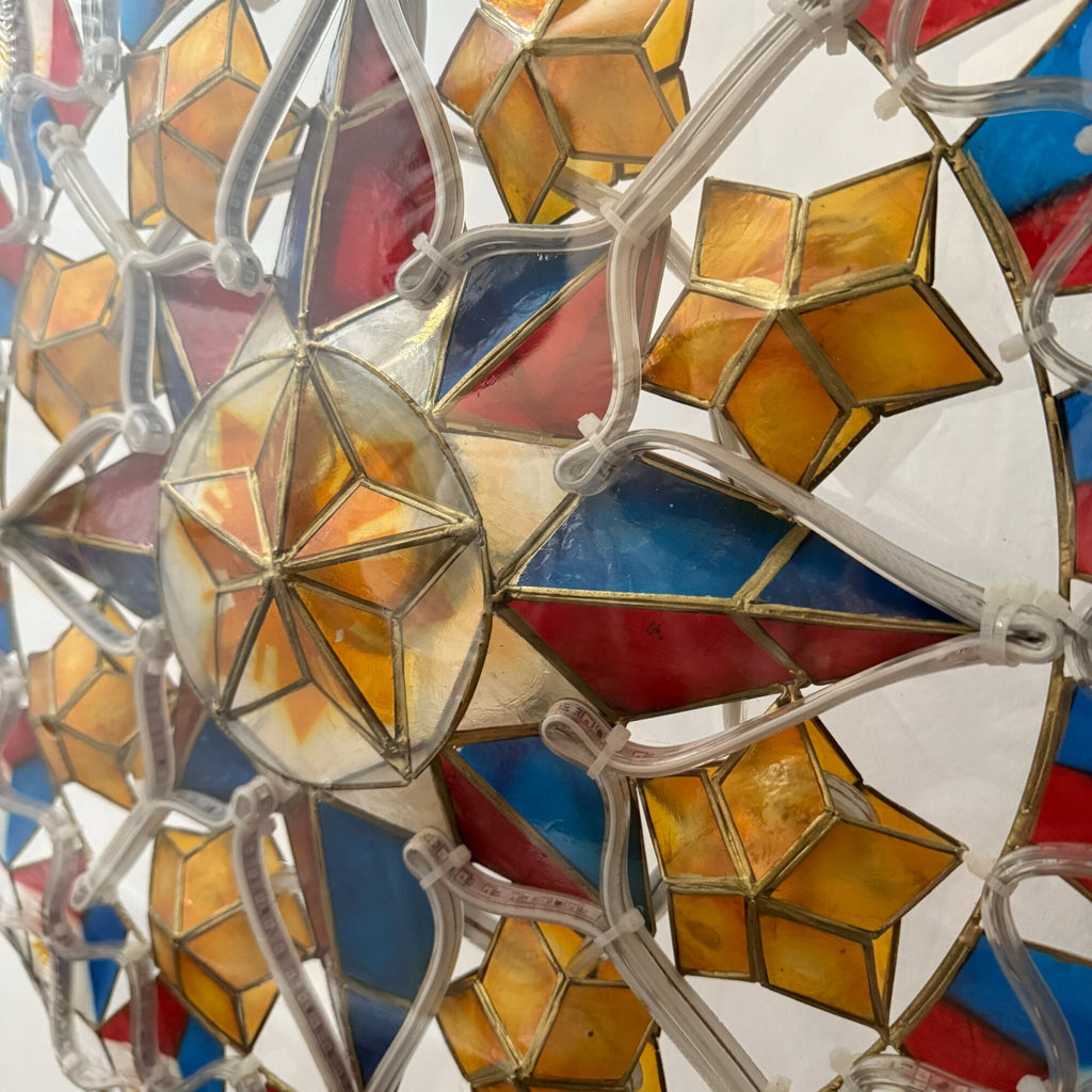 Philippine Flag-Inspired Tala Capiz Parol - Colored LED Christmas Filipino Lantern