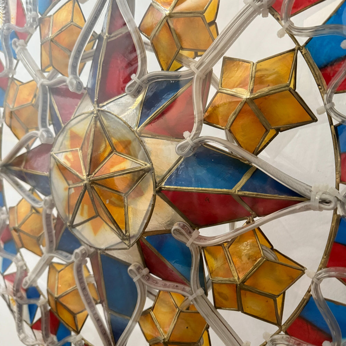 Philippine Flag-Inspired Tala Capiz Parol - Colored LED Christmas Filipino Lantern