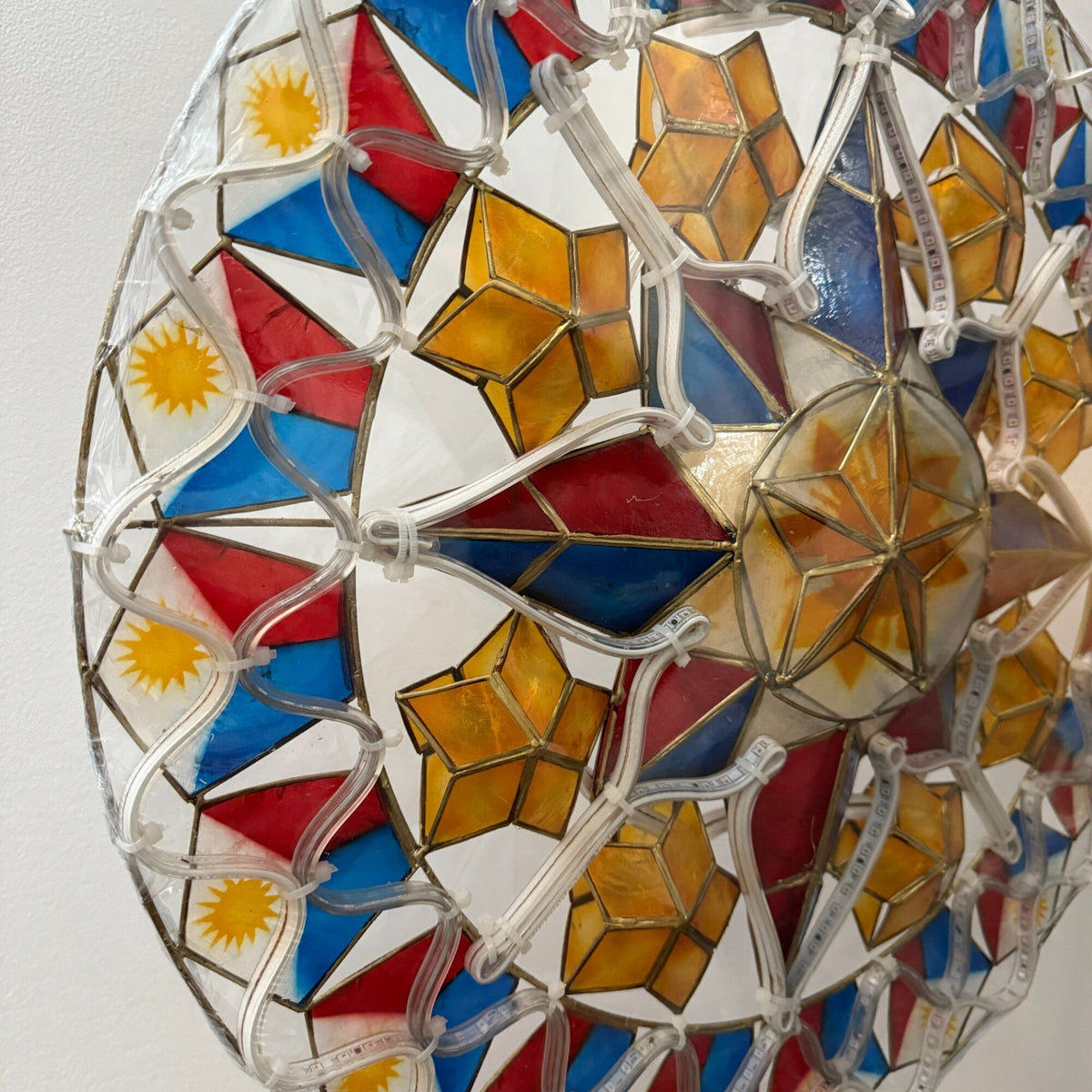Philippine Flag-Inspired Tala Capiz Parol - Colored LED Christmas Filipino Lantern