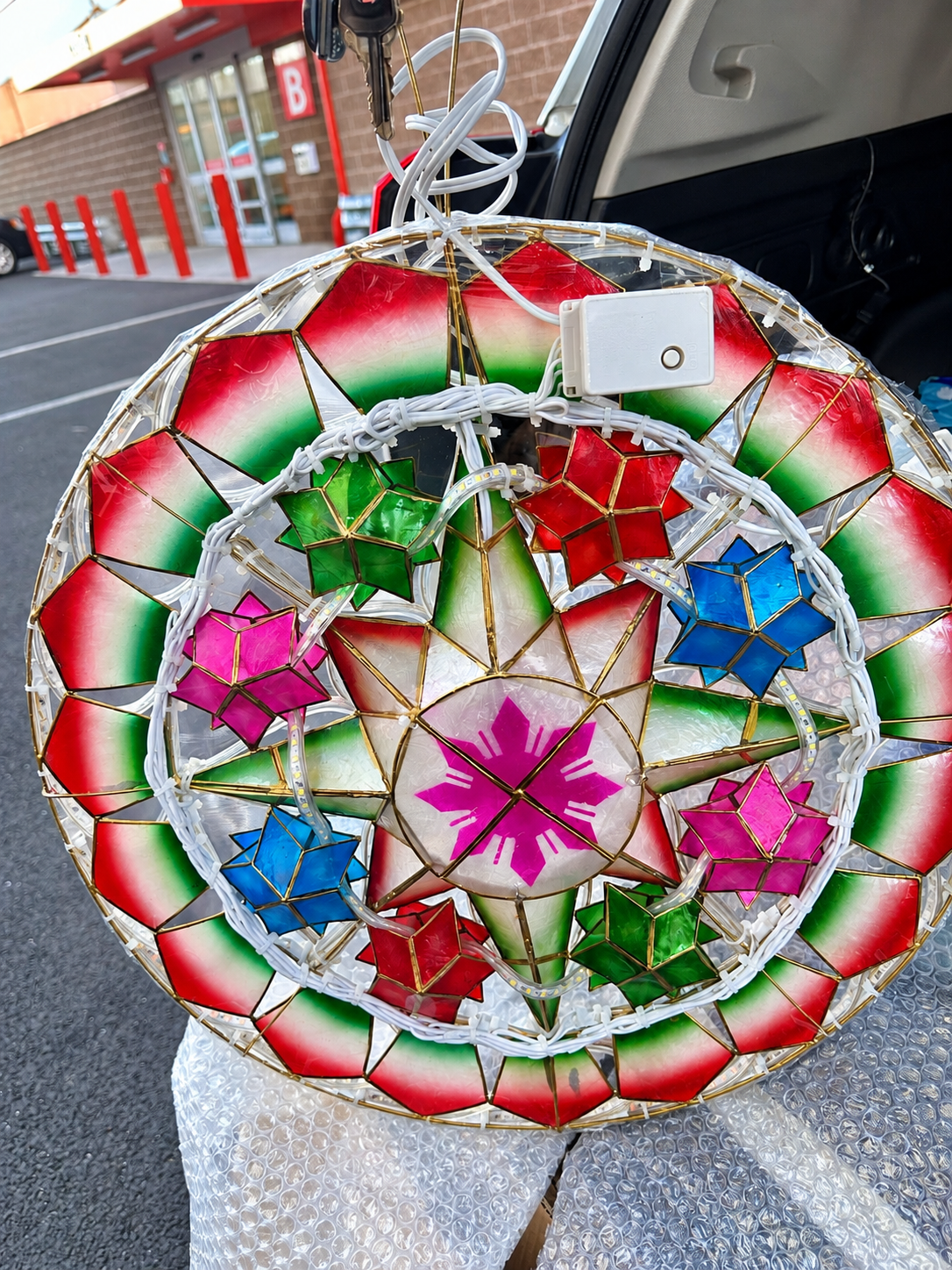 Rainbow Tala Capiz Parol – Colored LED Christmas Filipino Lantern