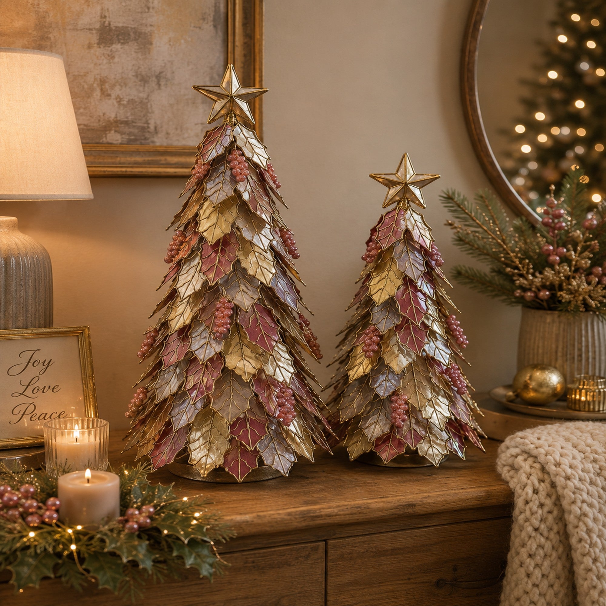 Capiz Christmas Tree - Old Rose - 18" & 23"