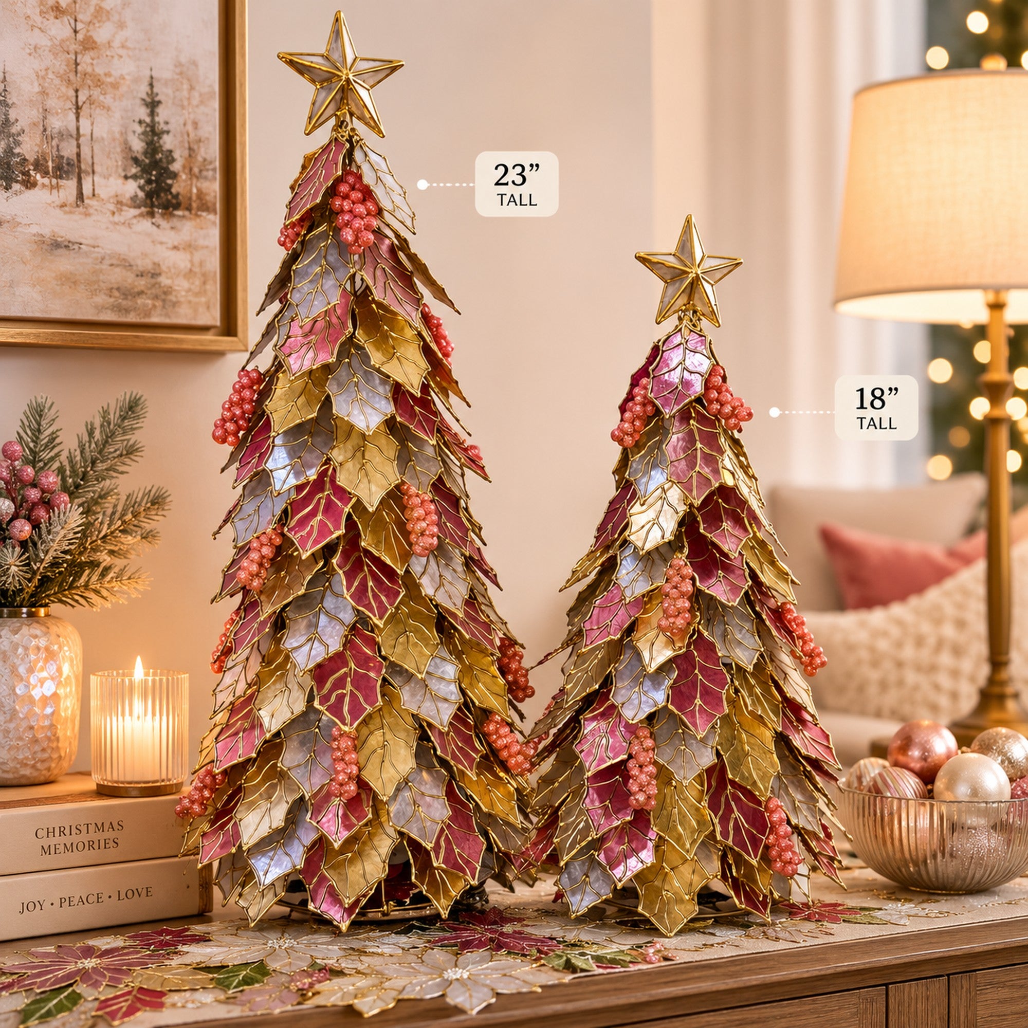 Capiz Christmas Tree - Old Rose - 18" & 23"