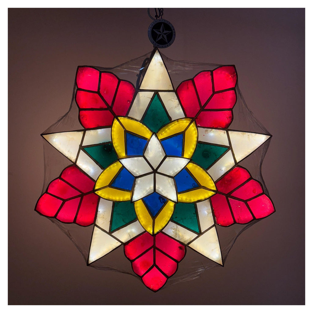 Merry Starlight Capiz Parol– Colored LED Christmas Star Lantern | Authentic Handmade Capiz Shell Decor