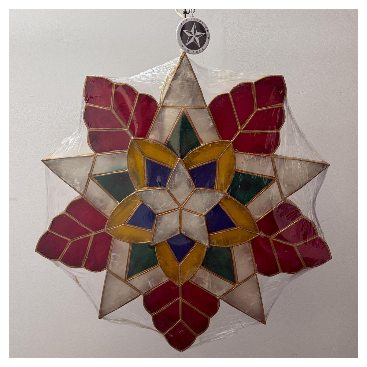 Merry Starlight Capiz Parol– Colored LED Christmas Star Lantern | Authentic Handmade Capiz Shell Decor