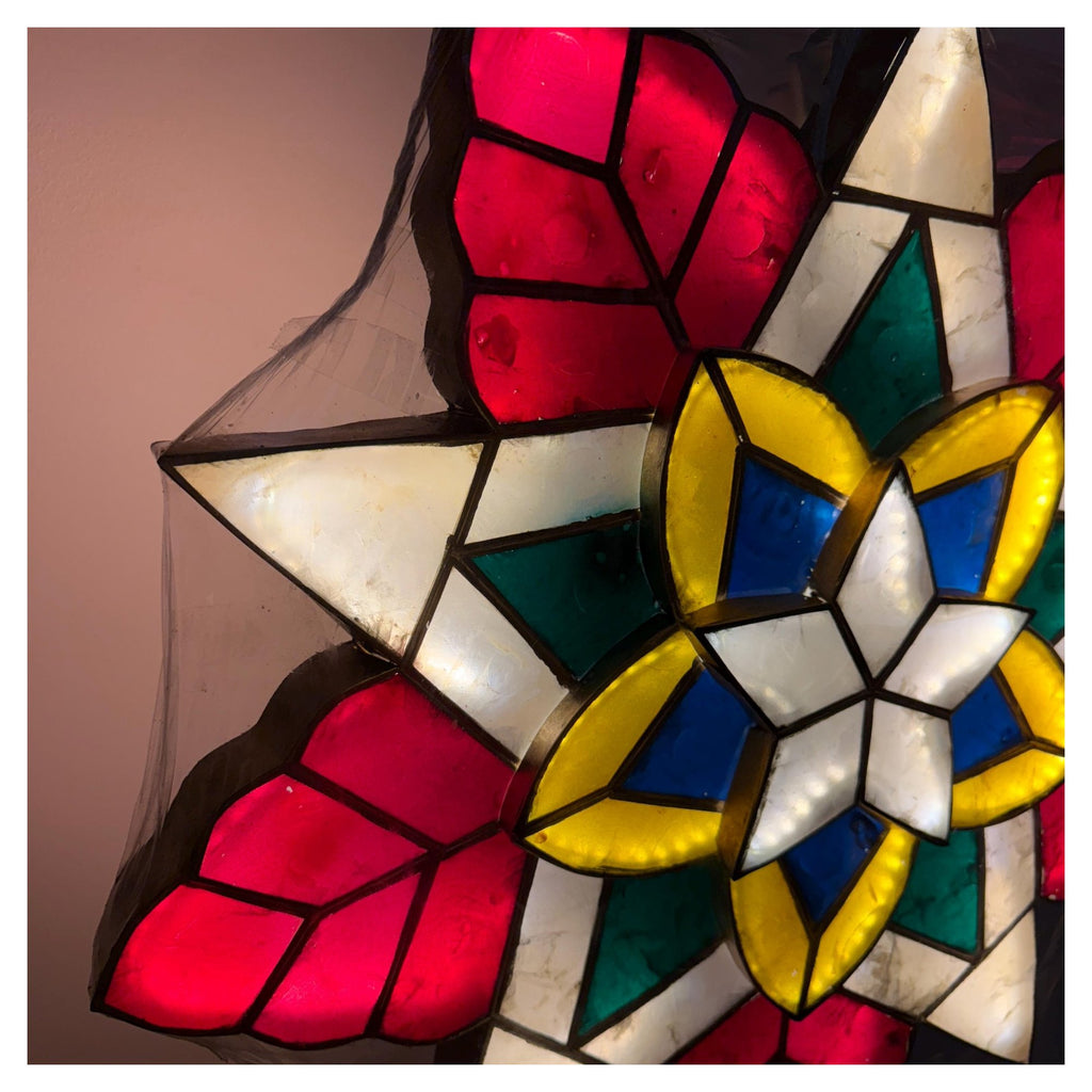 Merry Starlight Capiz Parol– Colored LED Christmas Star Lantern | Authentic Handmade Capiz Shell Decor