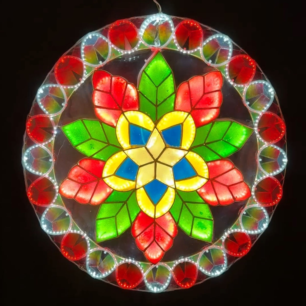 Classic Mistletoe Parol – Colored LED Christmas Star Lantern | Authentic Handmade Capiz Shell Decor