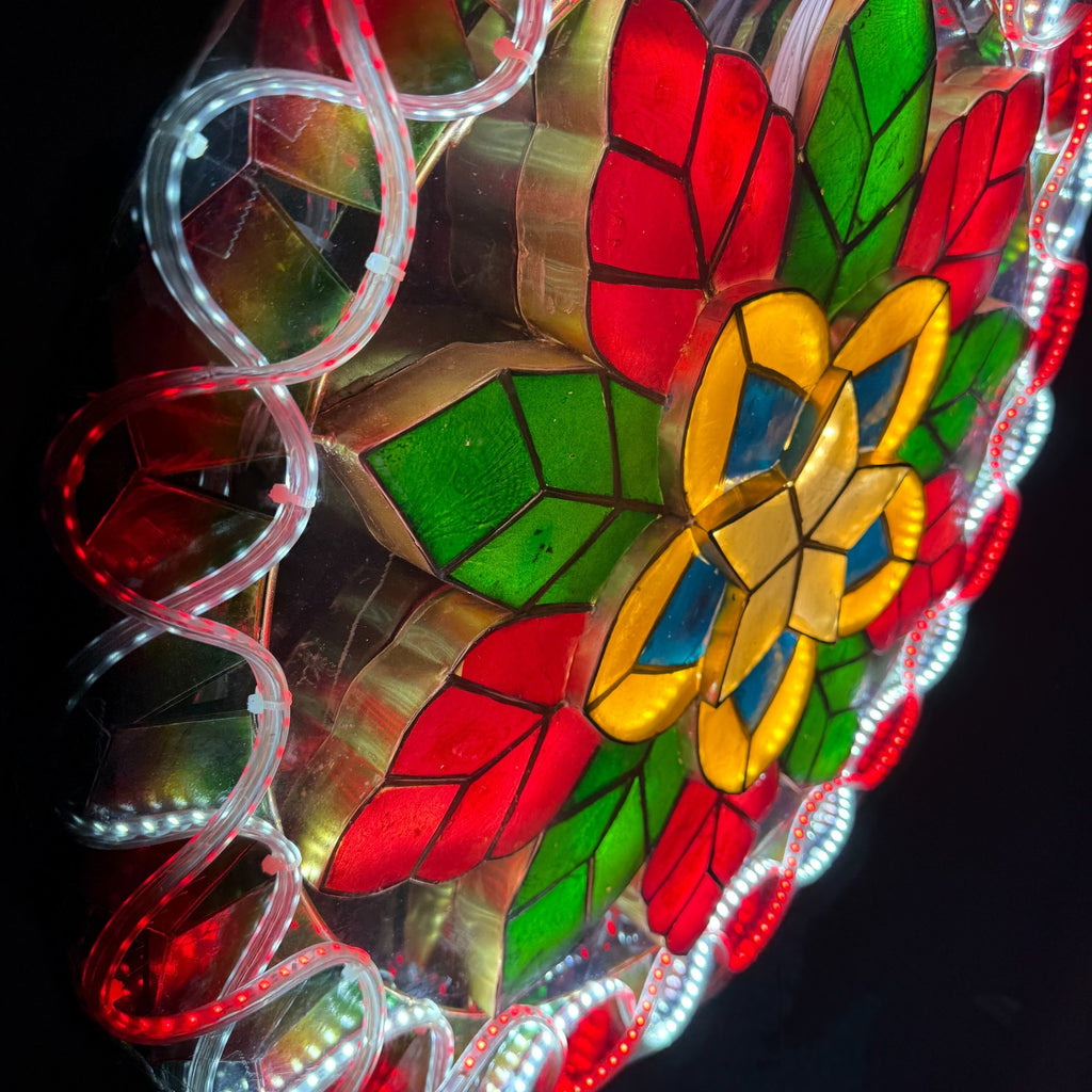 Classic Mistletoe Parol – Colored LED Christmas Star Lantern | Authentic Handmade Capiz Shell Decor