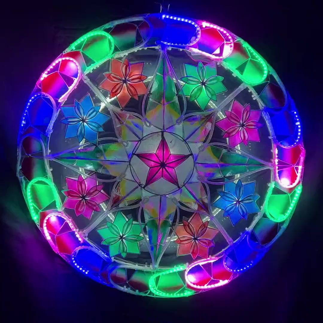 Rainbow Tala Capiz Parol – Colored LED Christmas Filipino Lantern