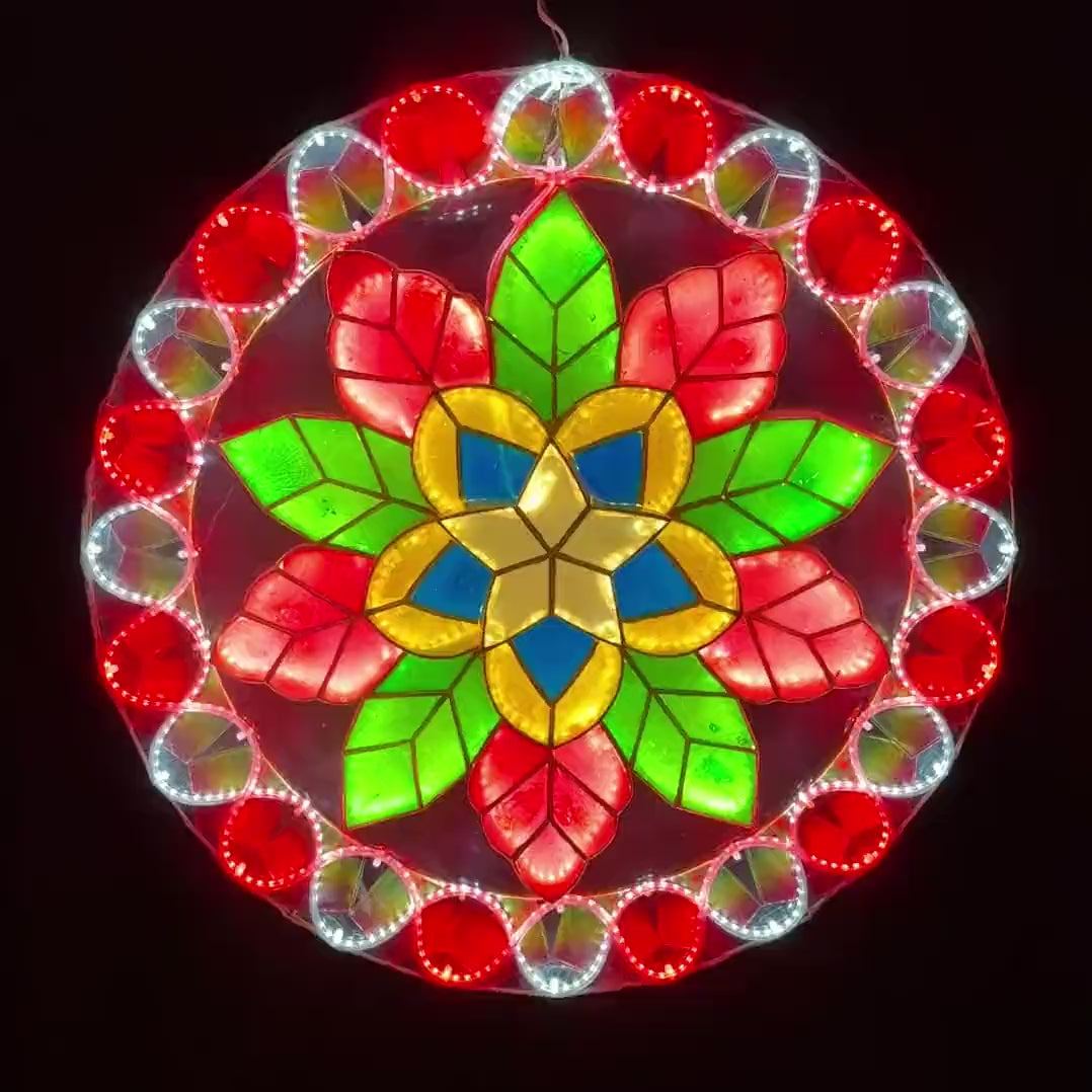 Classic Mistletoe Parol – Colored LED Christmas Star Lantern | Authentic Handmade Capiz Shell Decor
