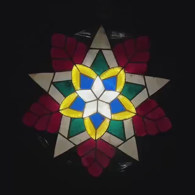 Merry Starlight Capiz Parol– Colored LED Christmas Star Lantern | Authentic Handmade Capiz Shell Decor